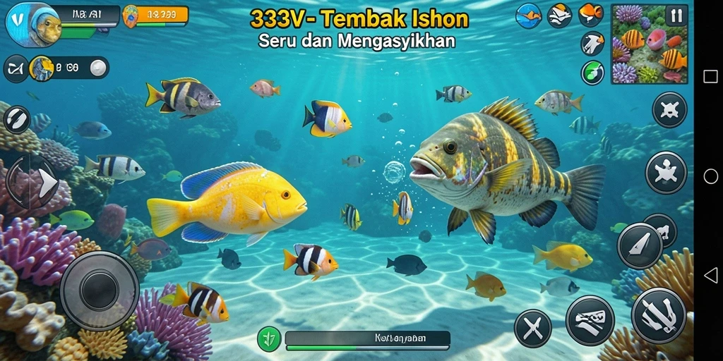 Screenshot gameplay Tembak Ikan yang seru dan penuh warna.