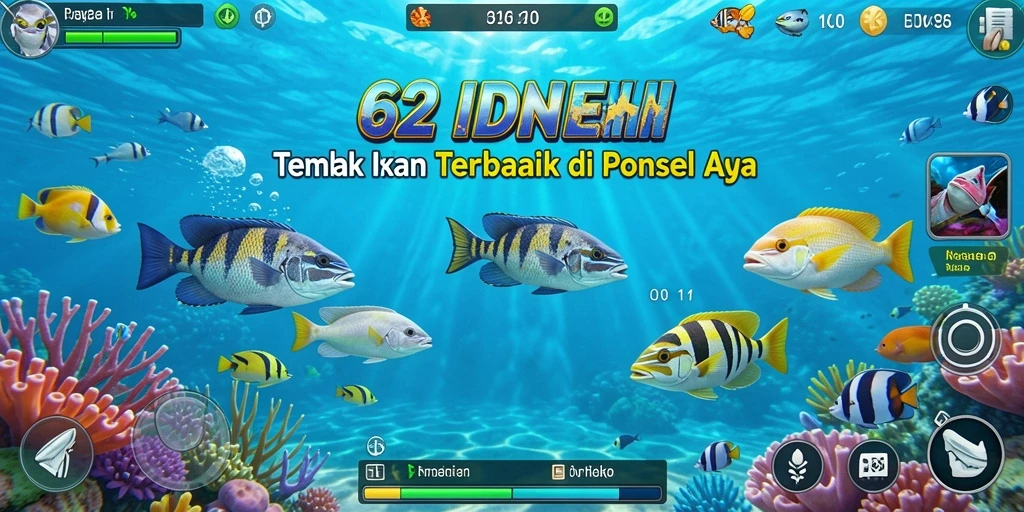 Tampilan gameplay seru di 62IDN saat menembak ikan.