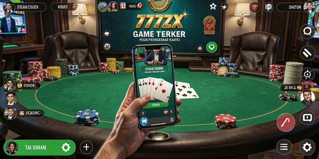 Tampilan gameplay menarik di 777ZX dengan suasana poker mendebarkan.