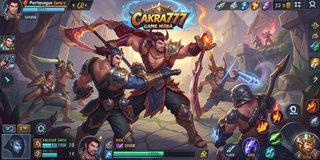 Gambaran gameplay mendebarkan dari CAKRA777 sebagai game MOBA.
