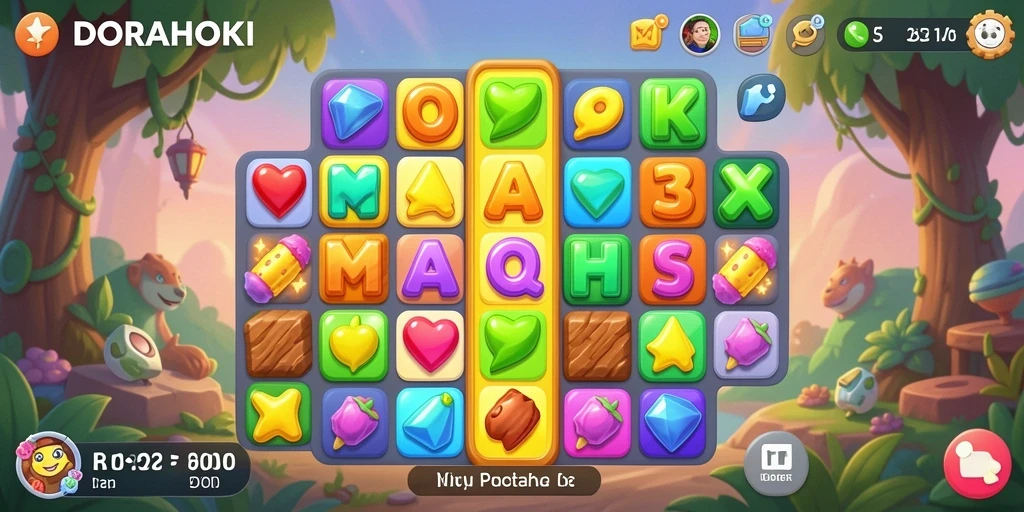 Tangkapan layar gameplay DORAHOKI yang menarik dan penuh warna.