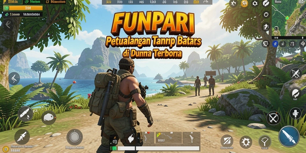Tampilan gameplay <strong>FUNPARI</strong> menunjukkan petualangan seru di dunia terbuka.