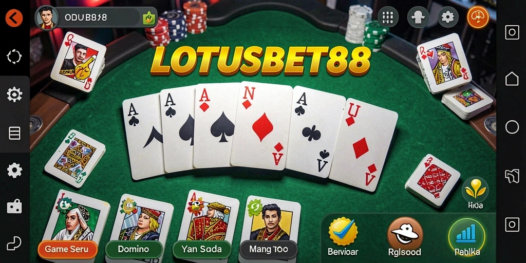 Tampilan gameplay seru LOTUSBET88 saat bermain Domino.