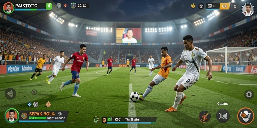 Screenshot PAKTOTO menampilkan momen seru dalam pertandingan sepak bola.
