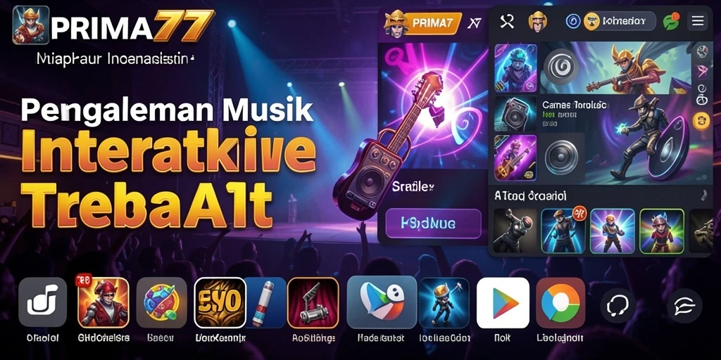 Tampilan screenshot utama PRIMA77 yang menampilkan gameplay musik yang interaktif.
