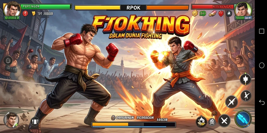 Screenshot gameplay RPOK menunjukkan pertarungan yang intens dan grafis memukau.