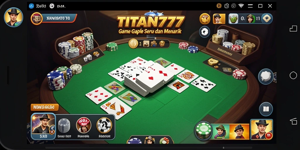 Screenshot gameplay seru dari TITAN777 yang menampilkan suasana Gaple.