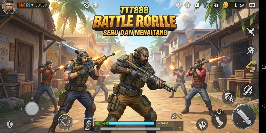 Tampilan gameplay TTT888 dalam aksi Battle Royale yang mendebarkan.