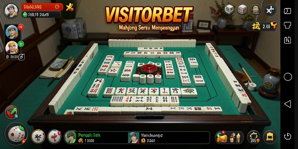 Screenshot dari gameplay Mahjong di VISITORBET yang penuh warna.